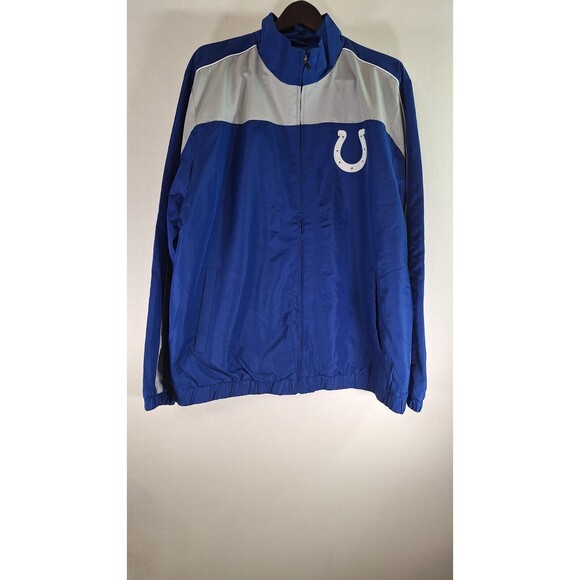 Indianapolis Colts Jacket Blue Gray Nike Windbreaker Warm Up Full Zip Men XXL - Picture 6 of 9